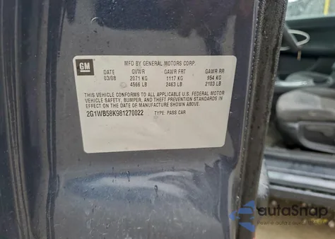 2008 Chevrolet Impala Ls z USA, uszkodzony, nr VIN 2G1WB58K981270022